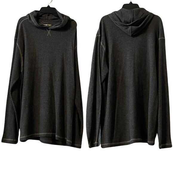 NWT Solaris Men's Waffle Knit Thermal Hoodie in Gray Sz. L - Picture 1 of 4